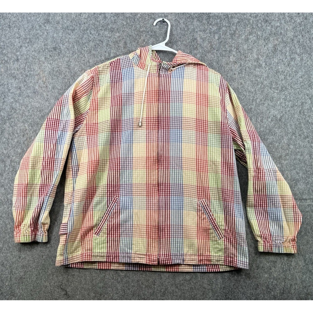Christopher & Banks Jacket Men’s Zip Up Multicolor Gingham Lightweight Size L